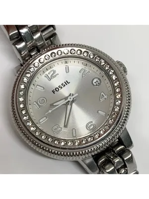 Fossil Quartz women date Watch AM4352 Bridgette all Stainless Steel 28mm running thumbnail 2