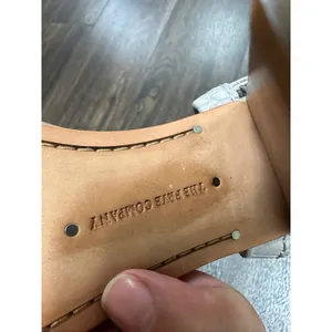 THE FRYE COMPANY Grey Croc Embossed Leather Block Heel Sandals | Size 6.5M thumbnail 5