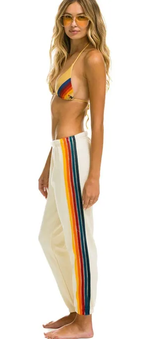 Aviator Nation 5 stripe Cream Sweatpant size medium thumbnail 1