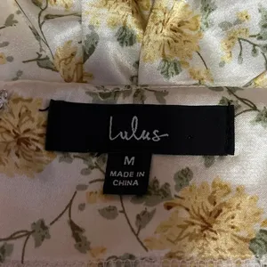 Lulus White Yellow Floral Silk Satin High Waisted Peasant Slip Midi Skirt Size M thumbnail 5