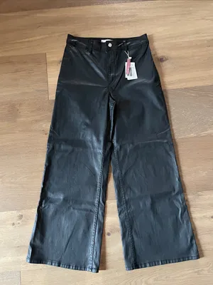 Mango Coated Jeans Culotte High Waist Catherine Ankle Black Wide Leg Size 10 NWT thumbnail 4