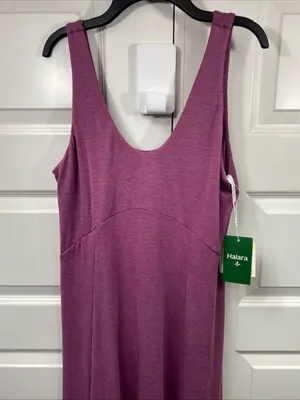 Halara U Neck Flowy Maxi Casual Tank Dress Violet Floral Yarn Medium Flowy Slit thumbnail 3