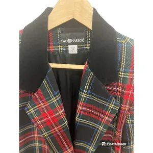 Vintage Sag Harbor Tartan Plaid Blazer 90s Heritage Prep Size 12 thumbnail 3