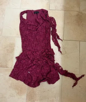 Bershka lace burgundy set  thumbnail 1