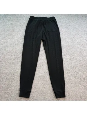 Alo Yoga Muse Ribbed Knit Jogger Sweatpants Black S Lounge Athleisure Cozy thumbnail 2