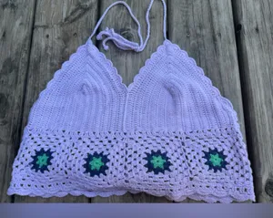 Aerie Crochet Crop Top lavender thumbnail 1