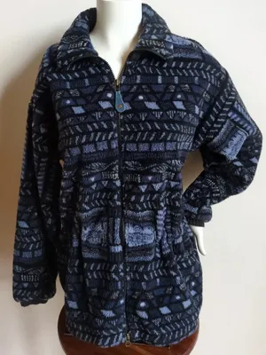 VTG USA Columbia Jacket Womens Sz MED Fleece Abstract Aztec Southwest Full Zip thumbnail 1