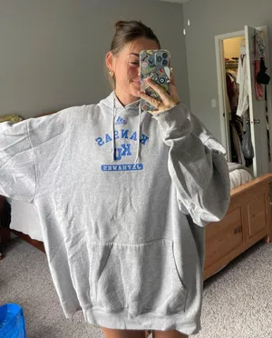 Adidas KU Kansas Hoodie Sweatshirt thumbnail 1