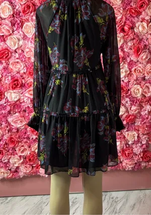 Bold Cinq à Sept Black Multi Floral Dress Size 4 thumbnail 3