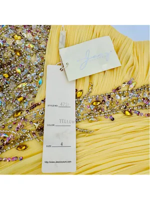 NWT Jasz Couture Strapless Beaded Cocktail Formal Short Dress Yellow Size 4 thumbnail 5