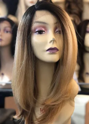 Thick ethnic SidePart Ombré Blonde Lacefront Wig thumbnail 1