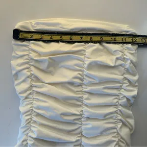 White Strapless Ruched Dress Large thumbnail 5