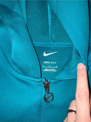Nike Womens Dri-FIT Performance Half Zip Hoodie Teal Blue Small thumbnail 4