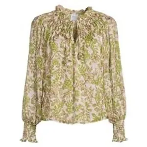 Misa Clio top blouse green goddess‎ semi sheer women's size small professional thumbnail 2
