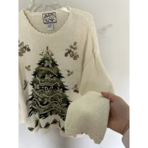 Vintage 90s Thick Knit Heirloom Collectibles Christmas Tree Sweater Size Large thumbnail 4
