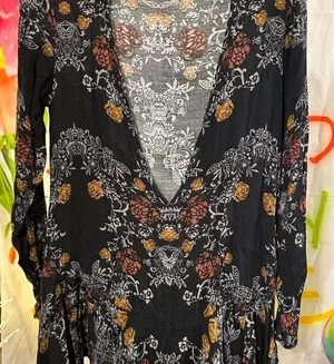 374. Free People black floral mini dress thumbnail 1