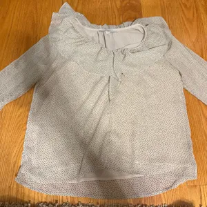 💜LOFT Cream Blouse with Black Polka Dots thumbnail 1