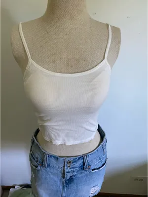 White Crop Top Shein thumbnail 2