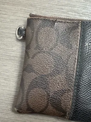 Coach Brown Signature Zip Pouch with Black Center Stripe thumbnail 3