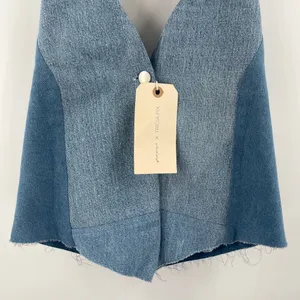 FREE PEOPLE x TRICIA FIX Split Denim Vest Size Extra Small Patchwork Halter NWT thumbnail 14
