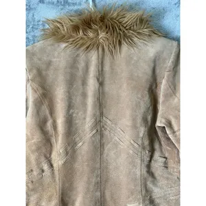 Vintage Penny Lane Leather Coat Faux Fur Y2K Hippie M Petite Boho Chic Festival thumbnail 4
