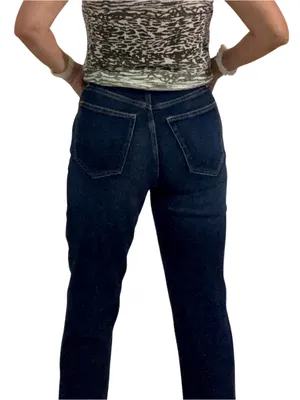 Abercrombie & Fitch Dark Indigo High-Rise Straight Jeans thumbnail 3