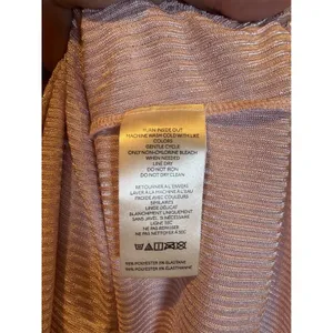 Pilcro Anthropologie Metallic Pink Silver Ribbed Henley Long Sleeve Size Large thumbnail 4