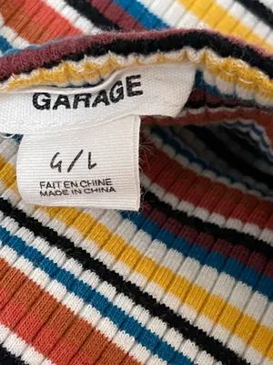 Garage Multicolor Striped Ribbed Top - Blue, Yellow, Red, White, Black thumbnail 6