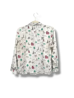 Victorias Secret Travel Paris London Print Pajamas Size Medium White Multicolor thumbnail 5