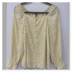 ANN TAYLOR Yellow and White Floral Print Blouse Size M thumbnail 1