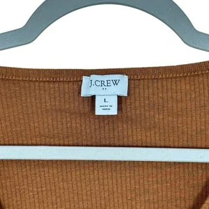 J. Crew Factory Long Sleeve Ribbed Henley Top Rust Brown Orange Size L Casual‎ thumbnail 2