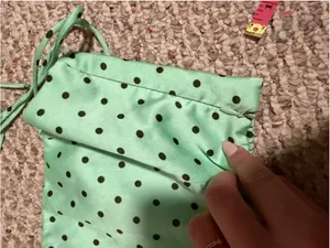 Zara Polka Dot Crop Top in Mint Green Adjustable Tie Strap- Size Small thumbnail 8