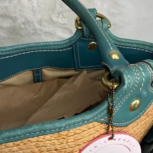 y2k Coach Straw Tote Shoulder Bag thumbnail 6
