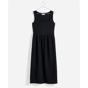 Madewell Minimalist Old Money Knit Tank Midi Dress Black XS NWT thumbnail 4