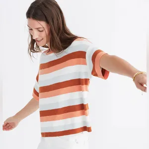 MADEWELL‎ Boxy Sweater Tee in Maggie Stripe thumbnail 1