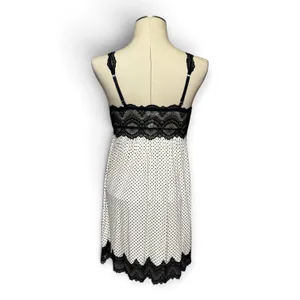 Soma Sleeveless Lace Sleep Nightgown Nightie Polka Dot Black White Small thumbnail 4