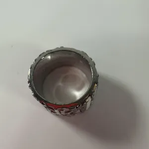 Christian Dior Vintage Pink Enamel Wide Band Ring Size 5 Silver Tone Number 2 thumbnail 5