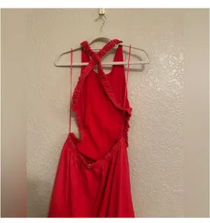 ASTR The Label dress size large red linen cotton blend thumbnail 5