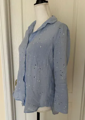 Cloth & Stone by Woman’s Paint-Splattered Linen Buttondown, Sz XS thumbnail 6