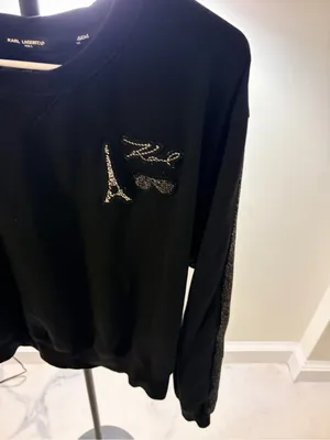 Karl Lagerfeld Black Embellished Crewneck Sweatshirt thumbnail 6