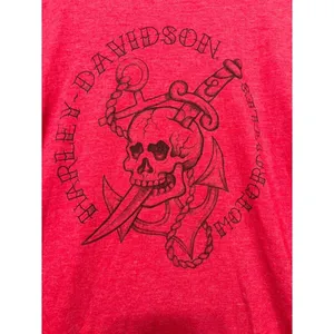 Harley Davidson XL Top Red Skull‎ Anchor Graphic T-Shirt Traverse City thumbnail 2