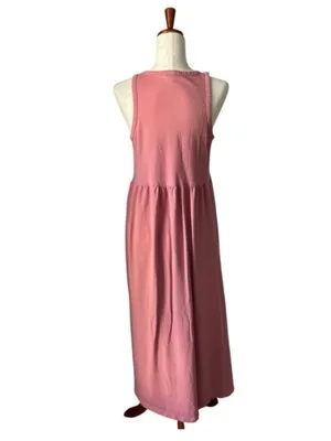 J.Crew Knit Cutaway Tank Maxi Dress in a faded dusty pink shade. thumbnail 4