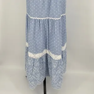Shabby Chic Maxi Dress‎ Size 12 Blue White Striped Eyelet Lace NWT Cottagecore thumbnail 5