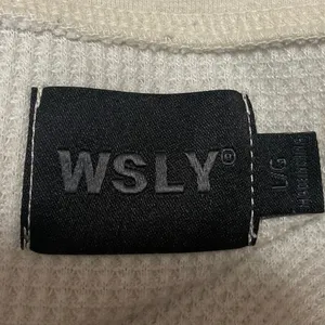 WSLY Cream Long Sleeve Waffle Knit Lettuce Henley Thermal Sweater Top Size L thumbnail 3