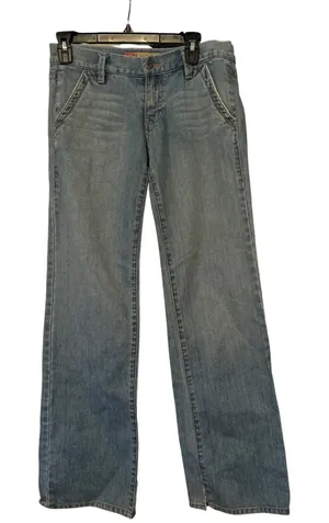 Vintage Old Navy Boy Cut Light Wash Denim‎ Jeans Women Sz 4 Ultra Low Waist 2005 thumbnail 1