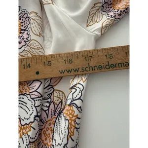 Free People Blouse Womens M White Floral Run Free Balloon Sleeve Tie Front Silky thumbnail 13