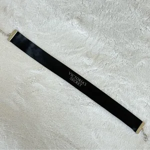 RARE Vintage Victoria’s Secret Black Satin Logo Pefume Choker Necklace One Size thumbnail 2