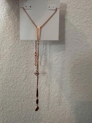 Kendra Scott Rose Gold Long Y Necklace with Geometric Drops thumbnail 3