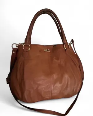 J.Crew Brown Leather Turnlock Double Handles Satchel Shoulder Bag thumbnail 1