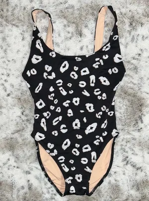 Onzie 🆕 NWOT | High Leg One Piece Swimsuit | Black White Leopard | S/M thumbnail 7